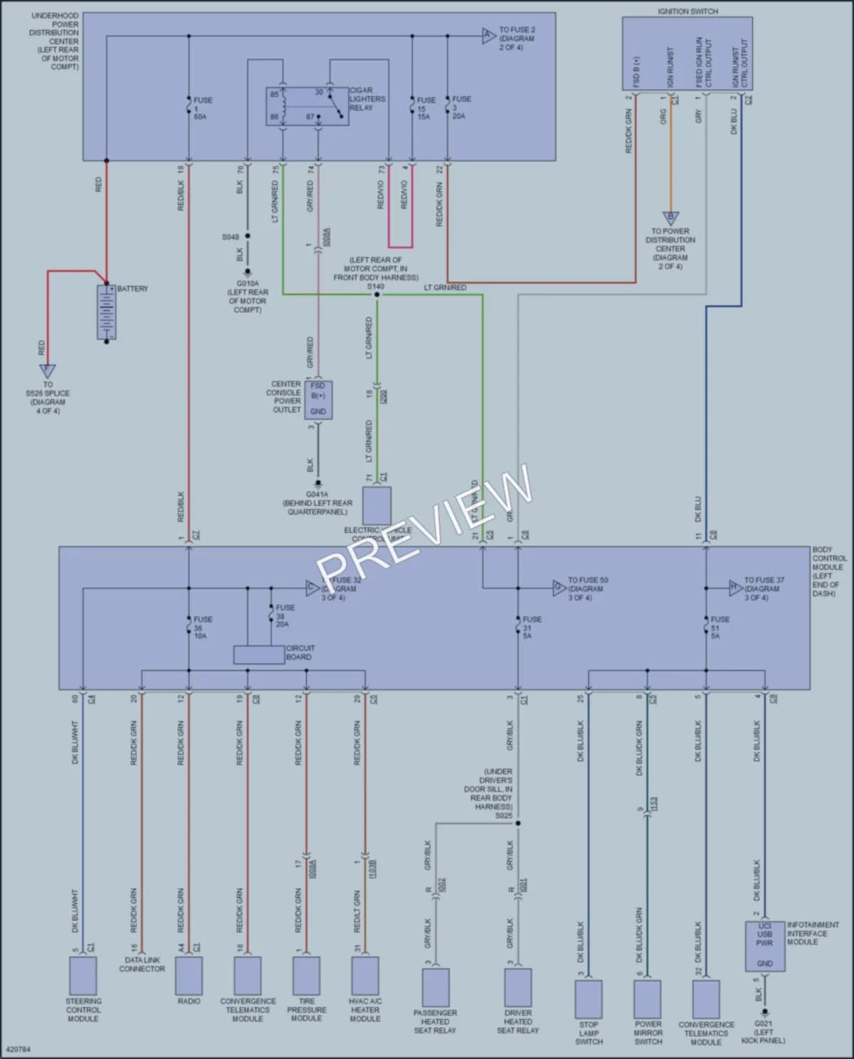 2014 Fiat 500e Power Distribution wiring diagram preview