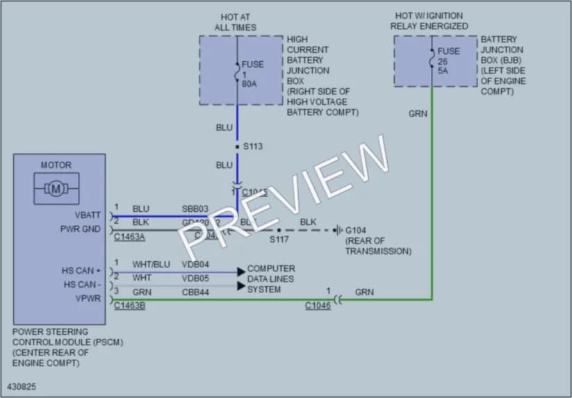 2014 Ford CMaxEnergi Electronic Power Steering wiring diagram preview
