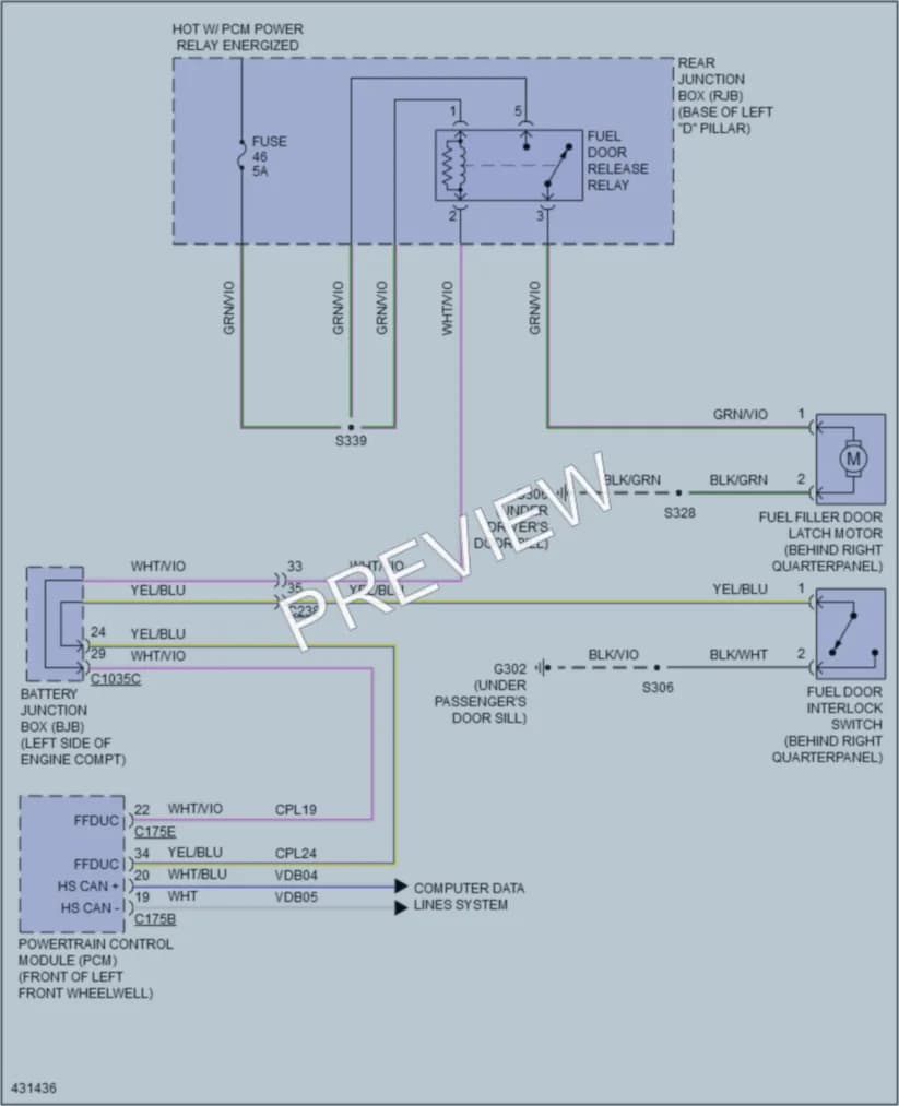 2014 Ford CMaxEnergi Trunk Tailgate Fuel Door wiring diagram preview