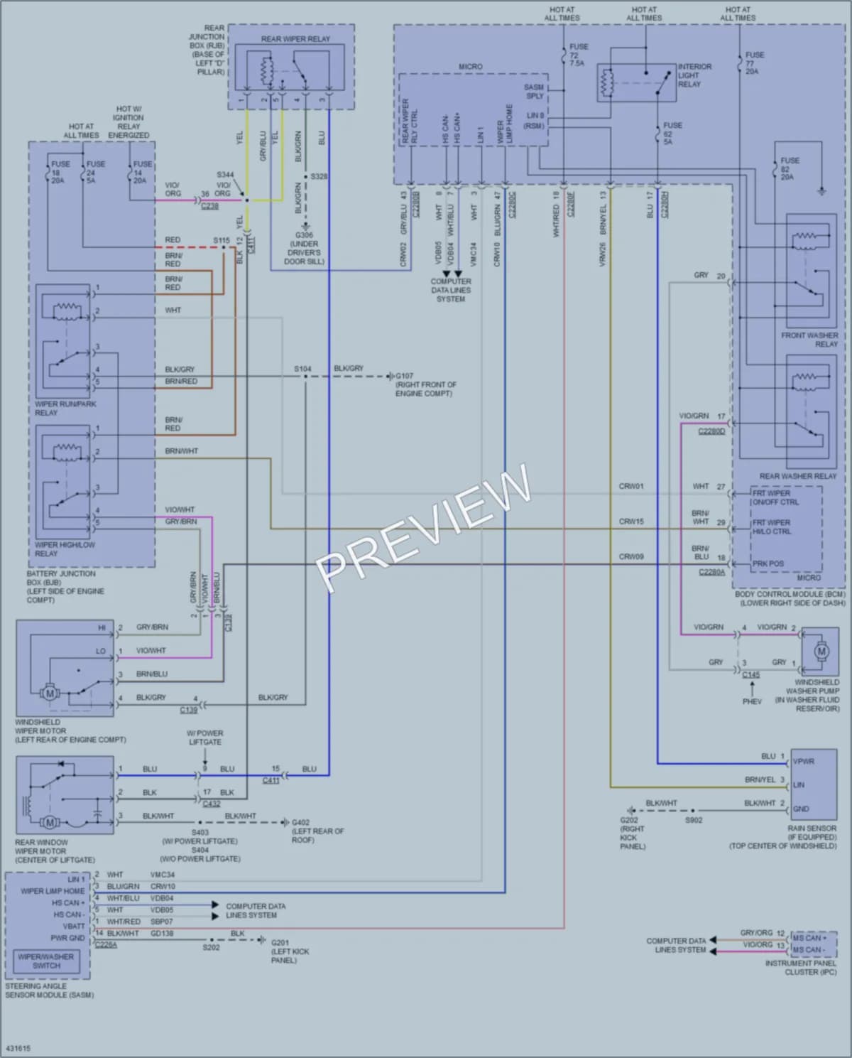 2014 Ford CMaxEnergi Wiper Washer wiring diagram preview