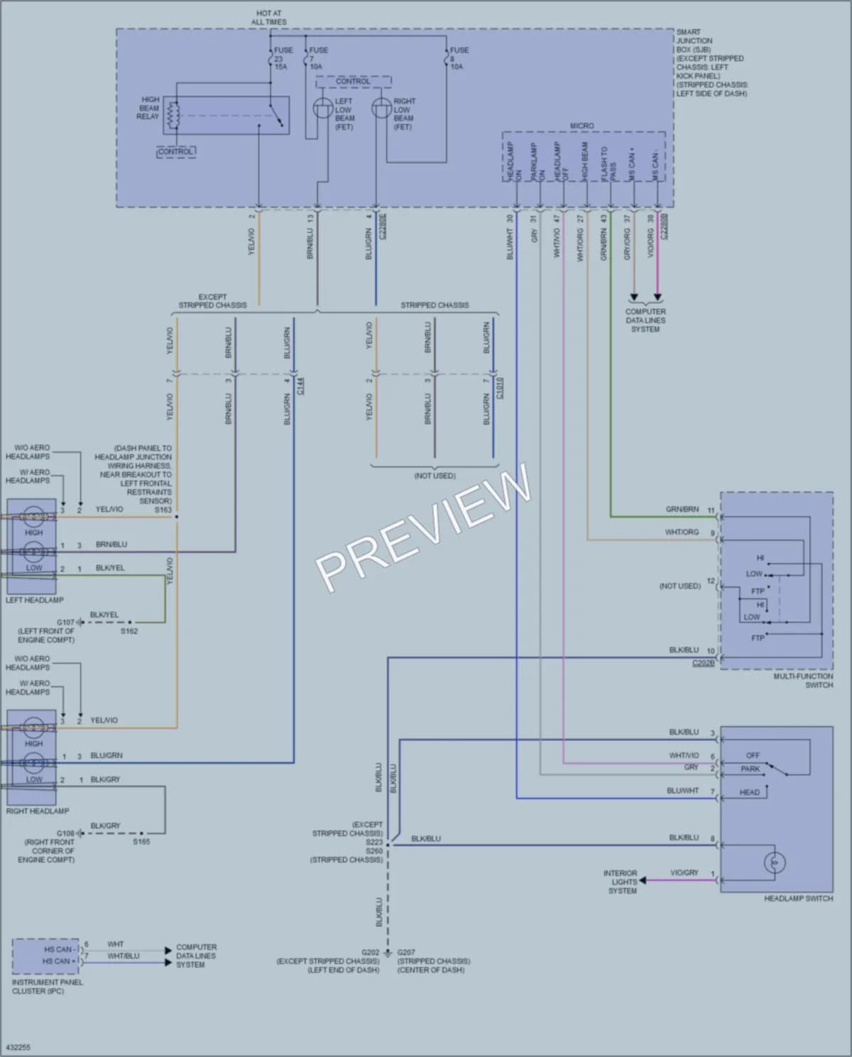 2014 Ford E150Econoline Headlights wiring diagram preview