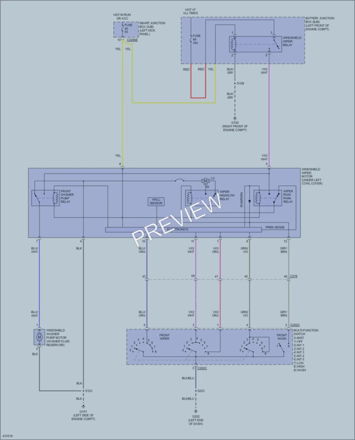 2014 Ford E250Econoline Wiper Washer wiring diagram preview