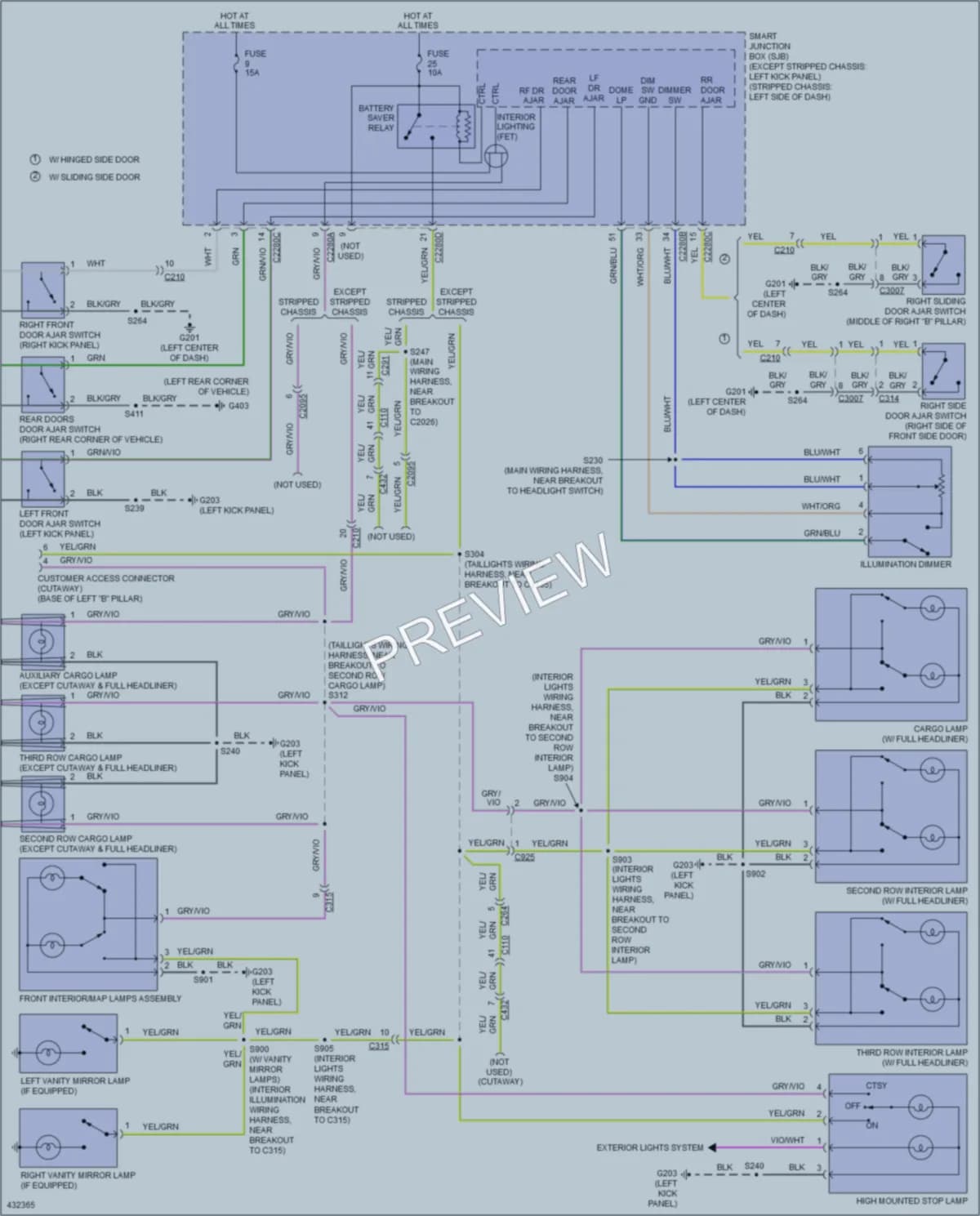 2014 Ford E350Econoline Interior Lights wiring diagram preview