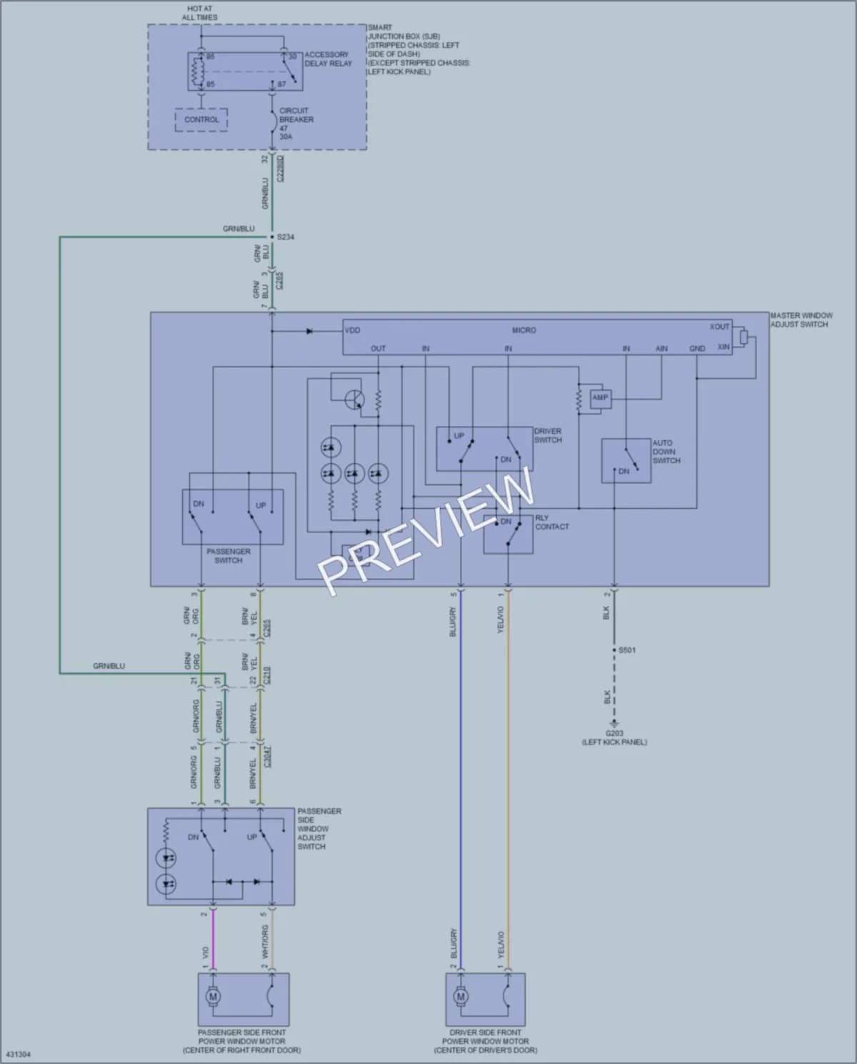 2014 Ford E350Econoline Power Windows wiring diagram preview