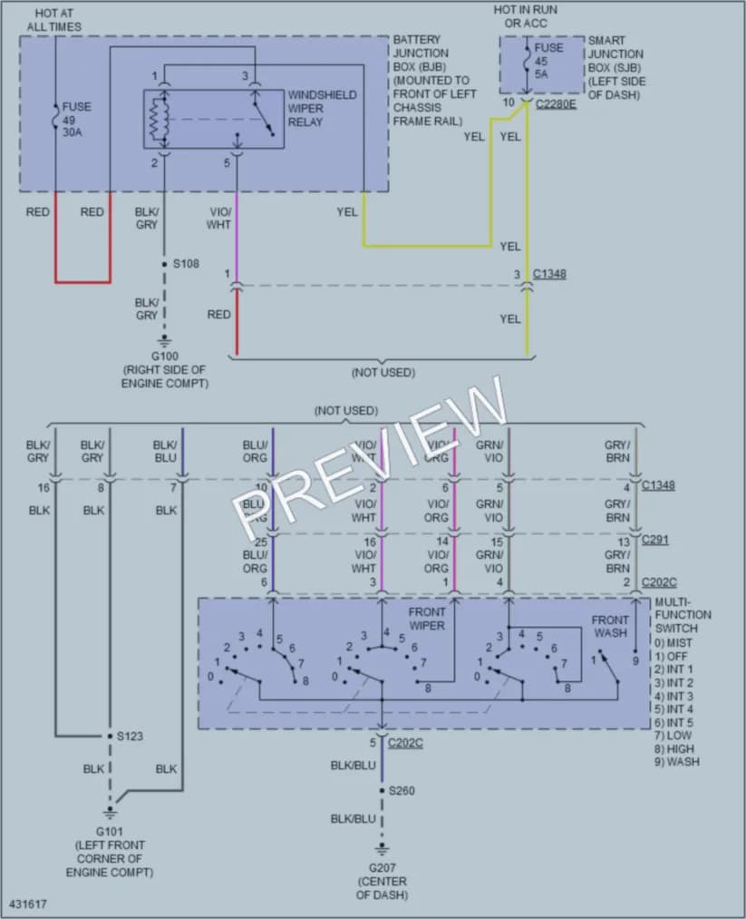 2014 Ford E450Econoline Wiper Washer wiring diagram preview