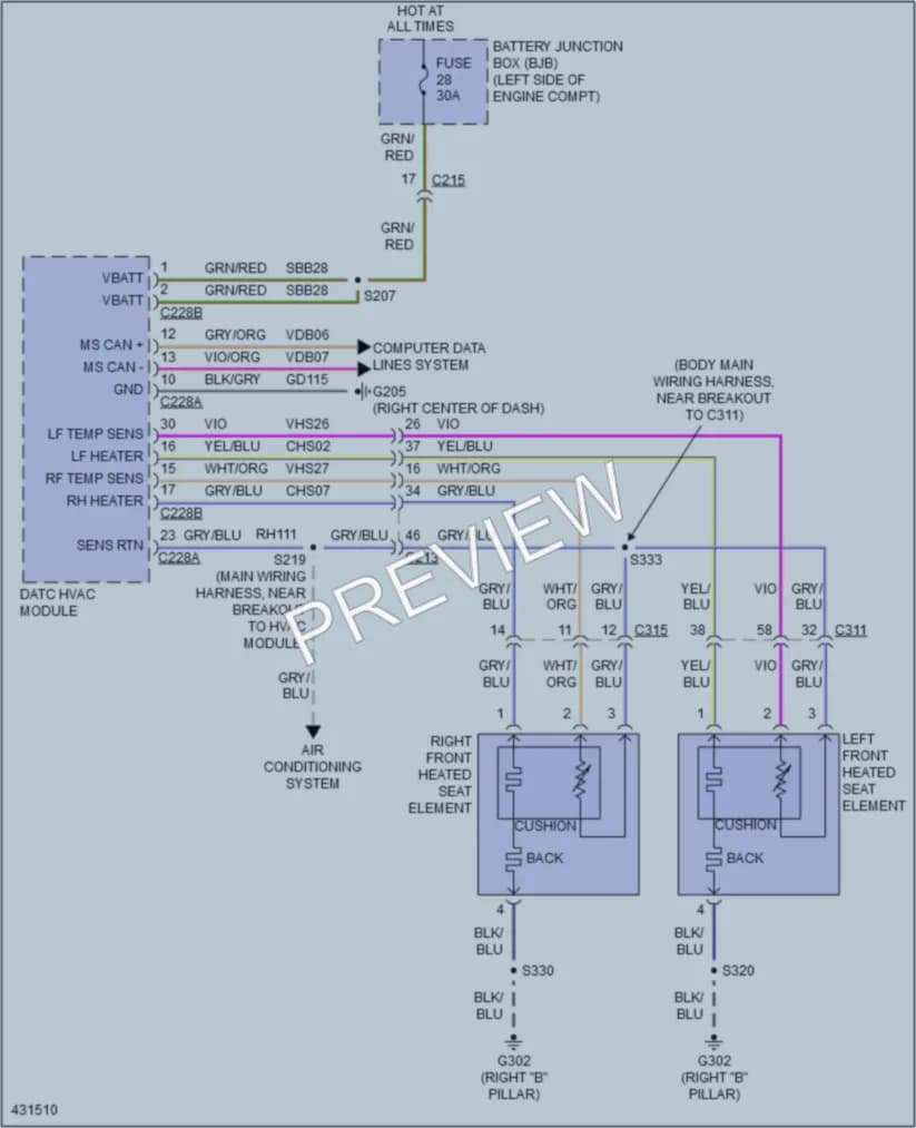 2014 Ford Edge Power Seats wiring diagram preview
