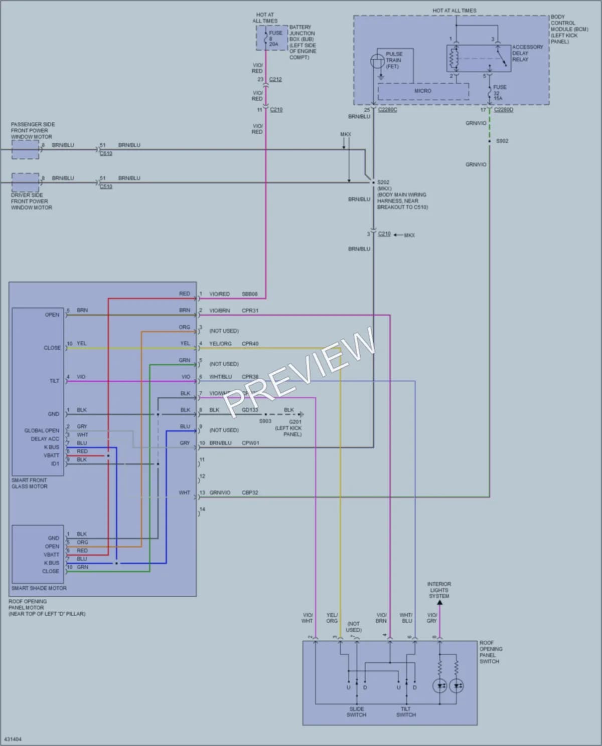 2014 Ford Edge Power Top Sunroof wiring diagram preview