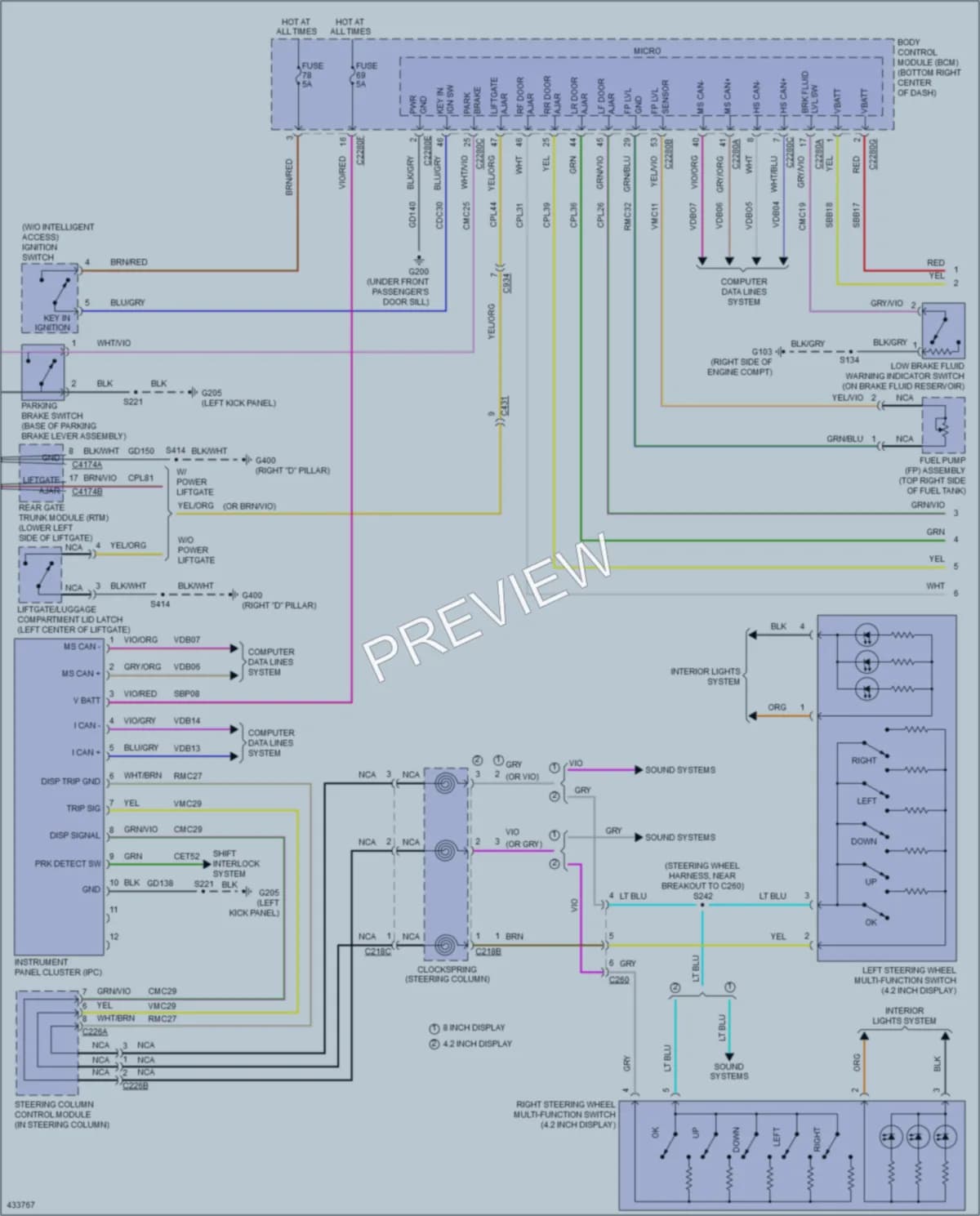 2014 Ford Escape Instrument Cluster wiring diagram preview