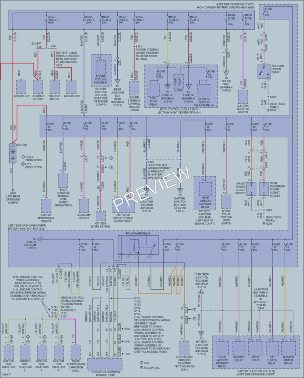 2014 Ford Escape Power Distribution wiring diagram preview