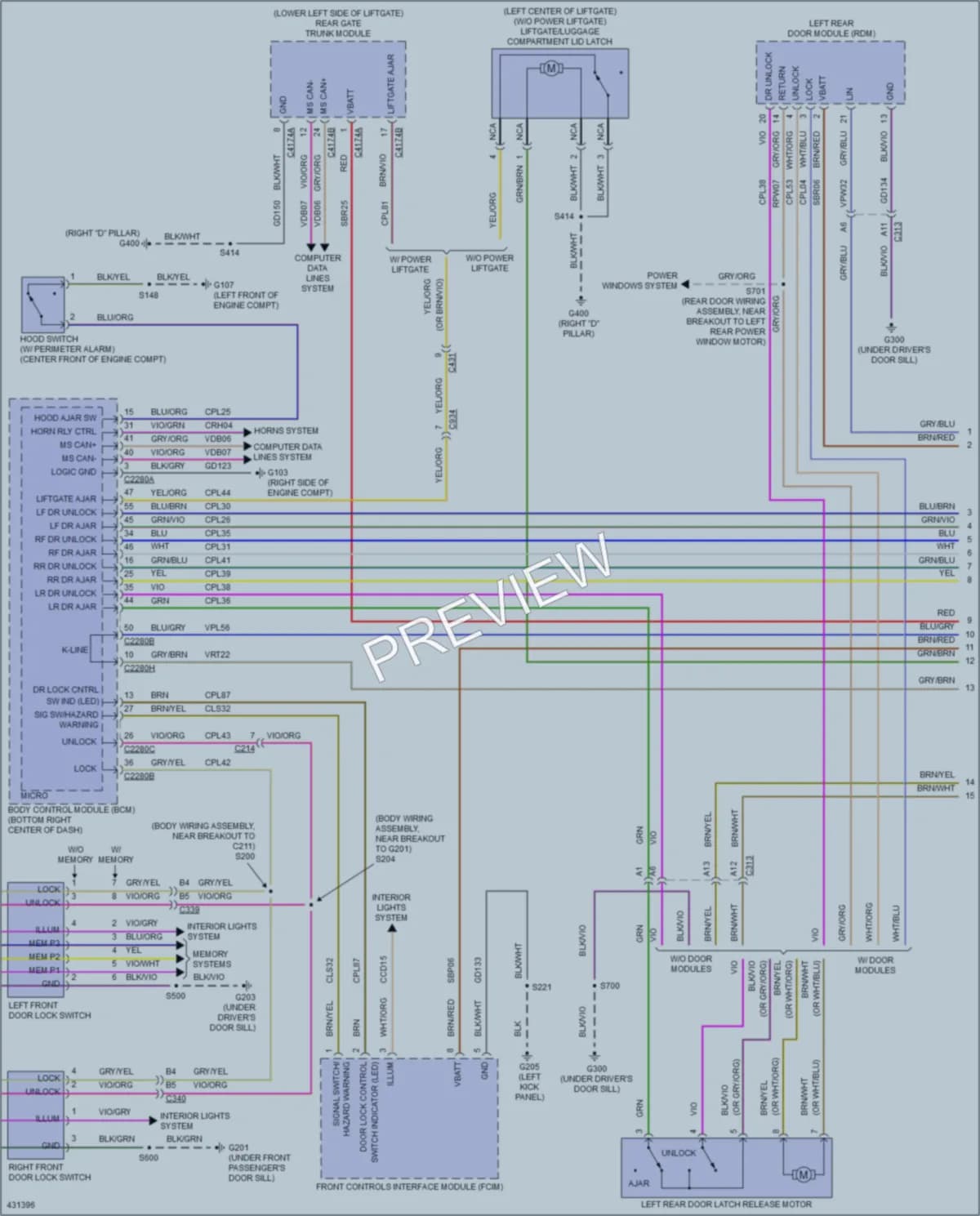 2014 Ford Escape Power Door Locks wiring diagram preview