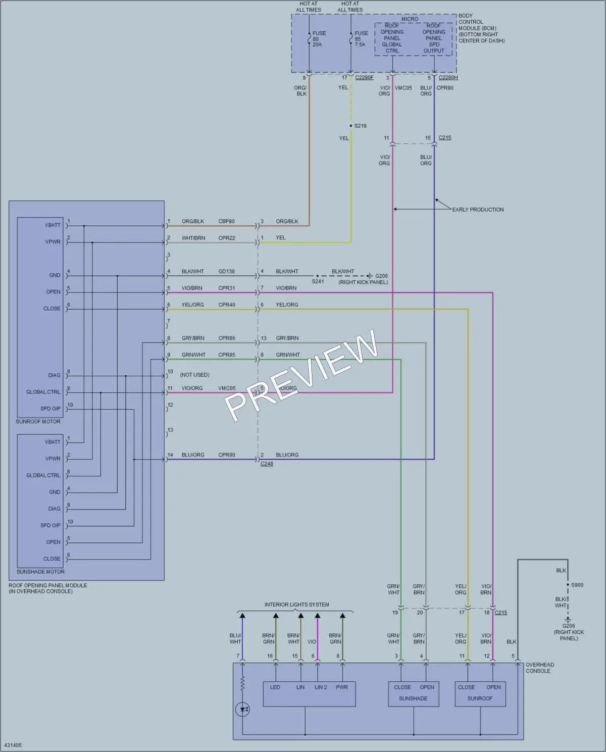 2014 Ford Escape Power Top Sunroof wiring diagram preview