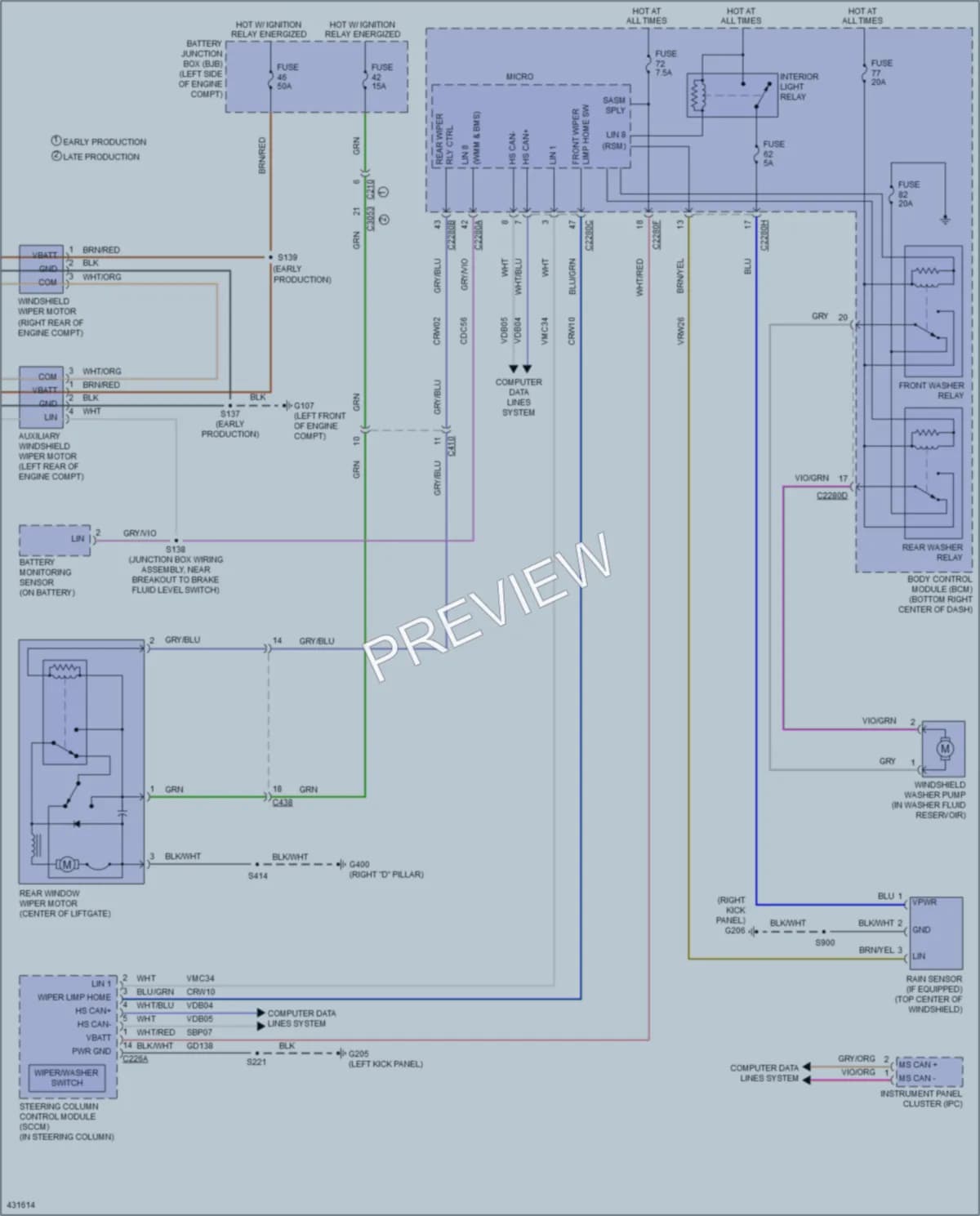 2014 Ford Escape Wiper Washer wiring diagram preview