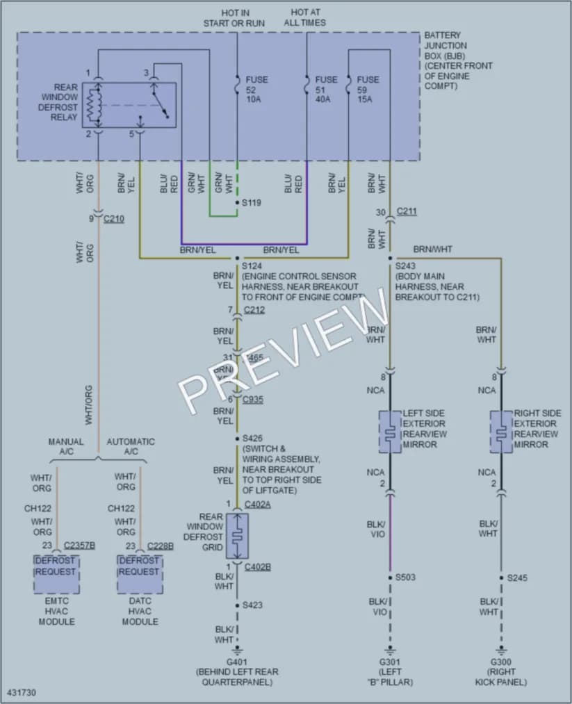 2014 Ford ExpeditionEL Defoggers wiring diagram preview