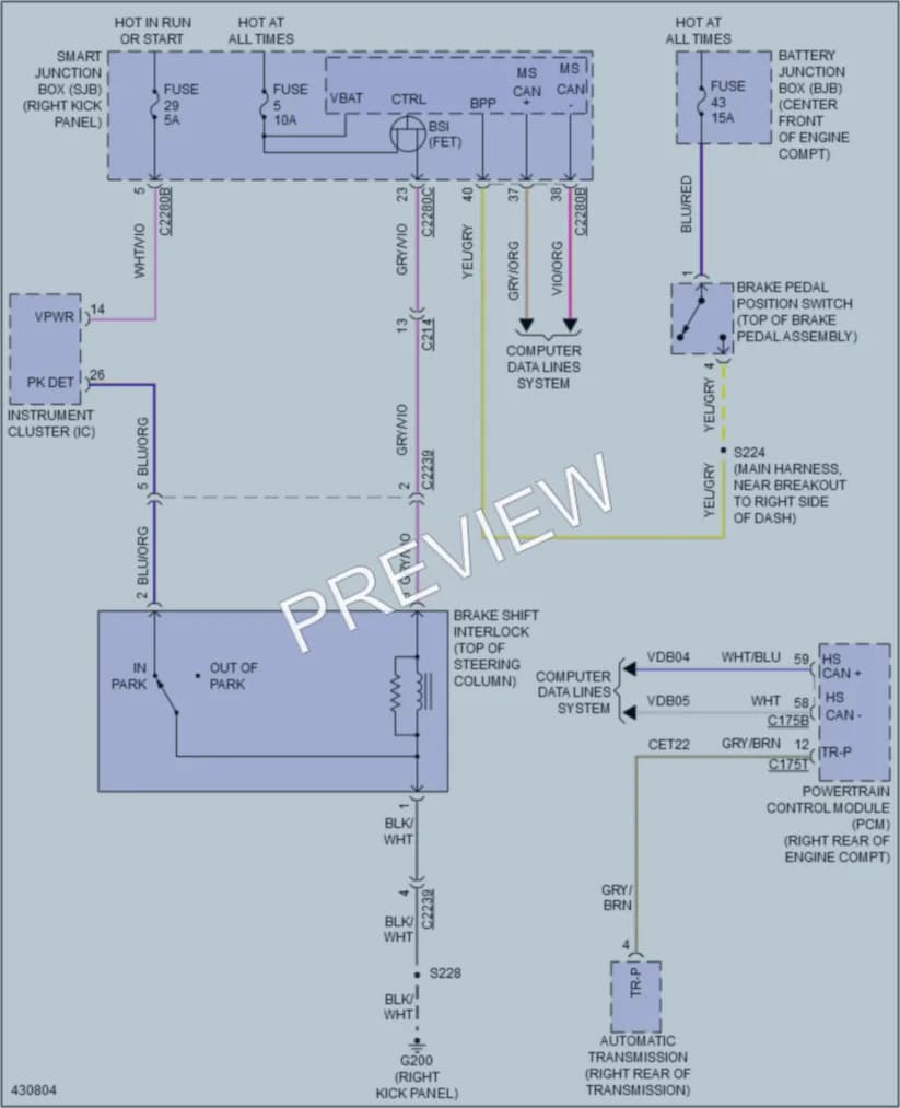 2014 Ford ExpeditionEL Shift Interlock wiring diagram preview