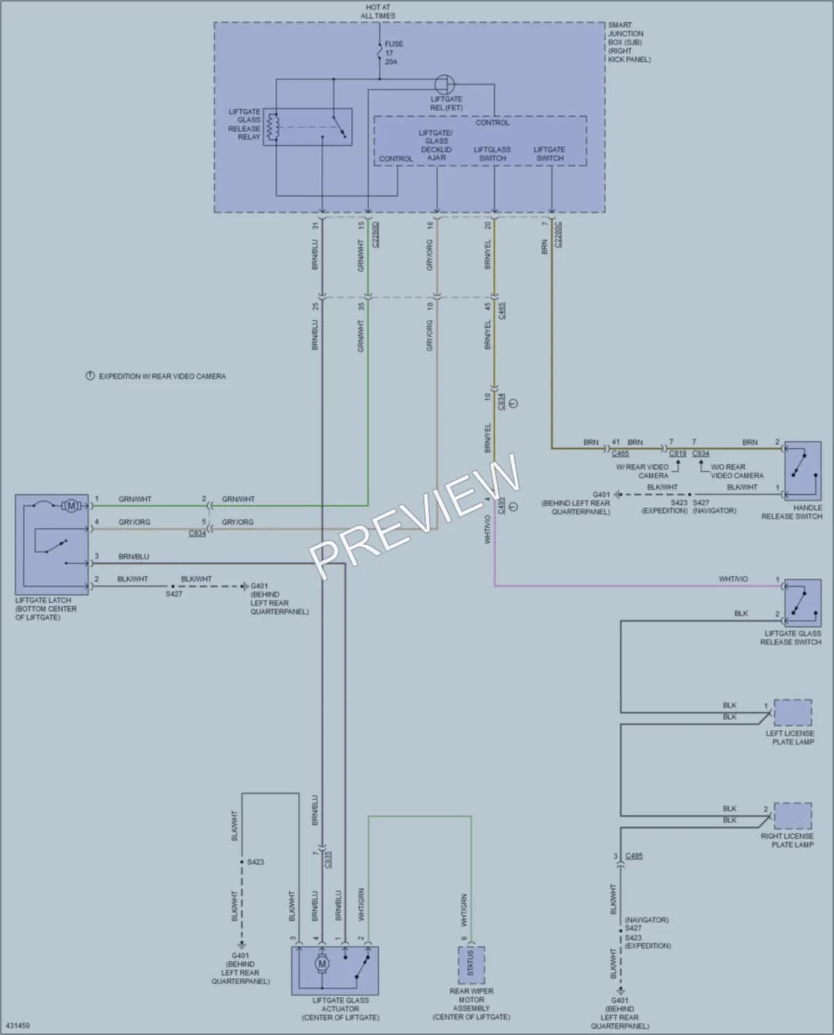 2014 Ford ExpeditionEL Trunk Tailgate Fuel Door wiring diagram preview