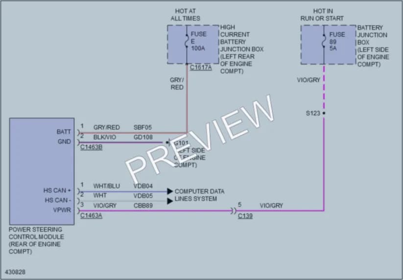 2014 Ford Explorer Electronic Power Steering wiring diagram preview