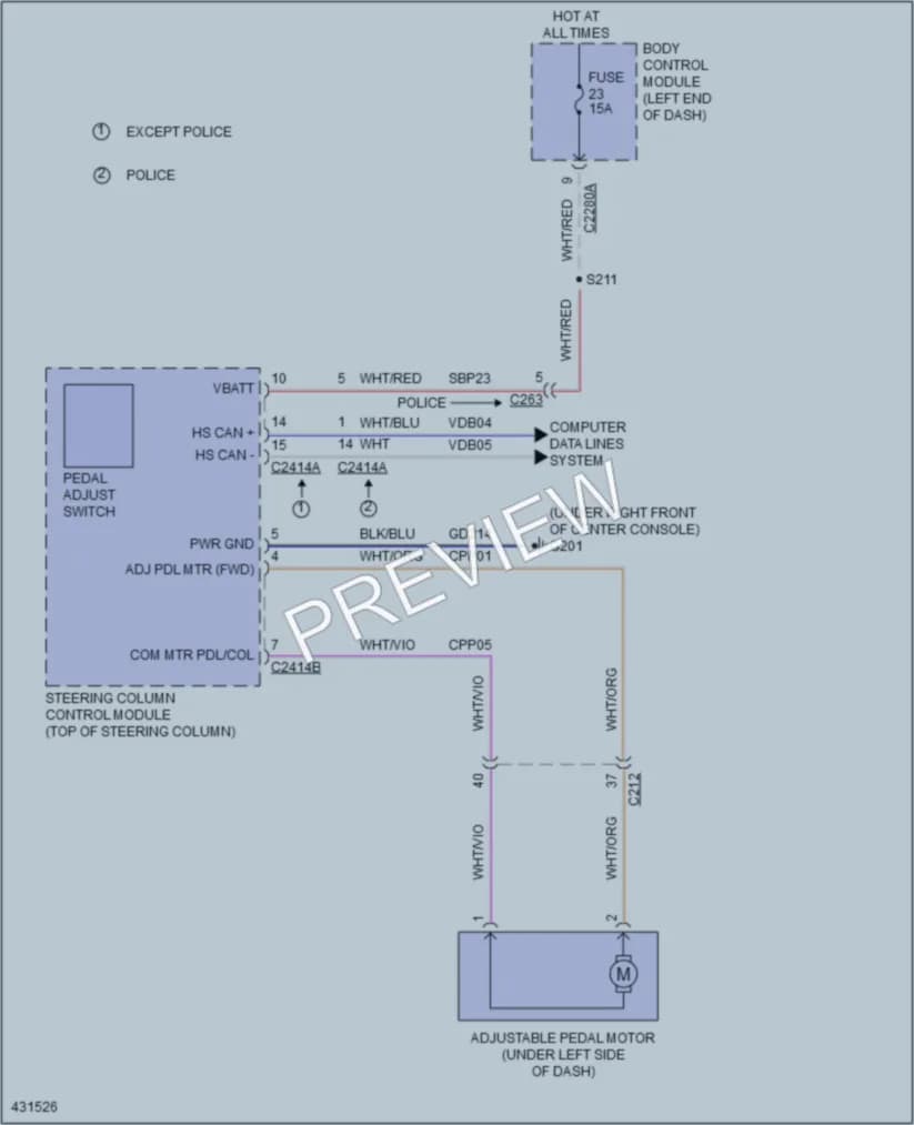 2014 Ford Explorer Power Seats wiring diagram preview