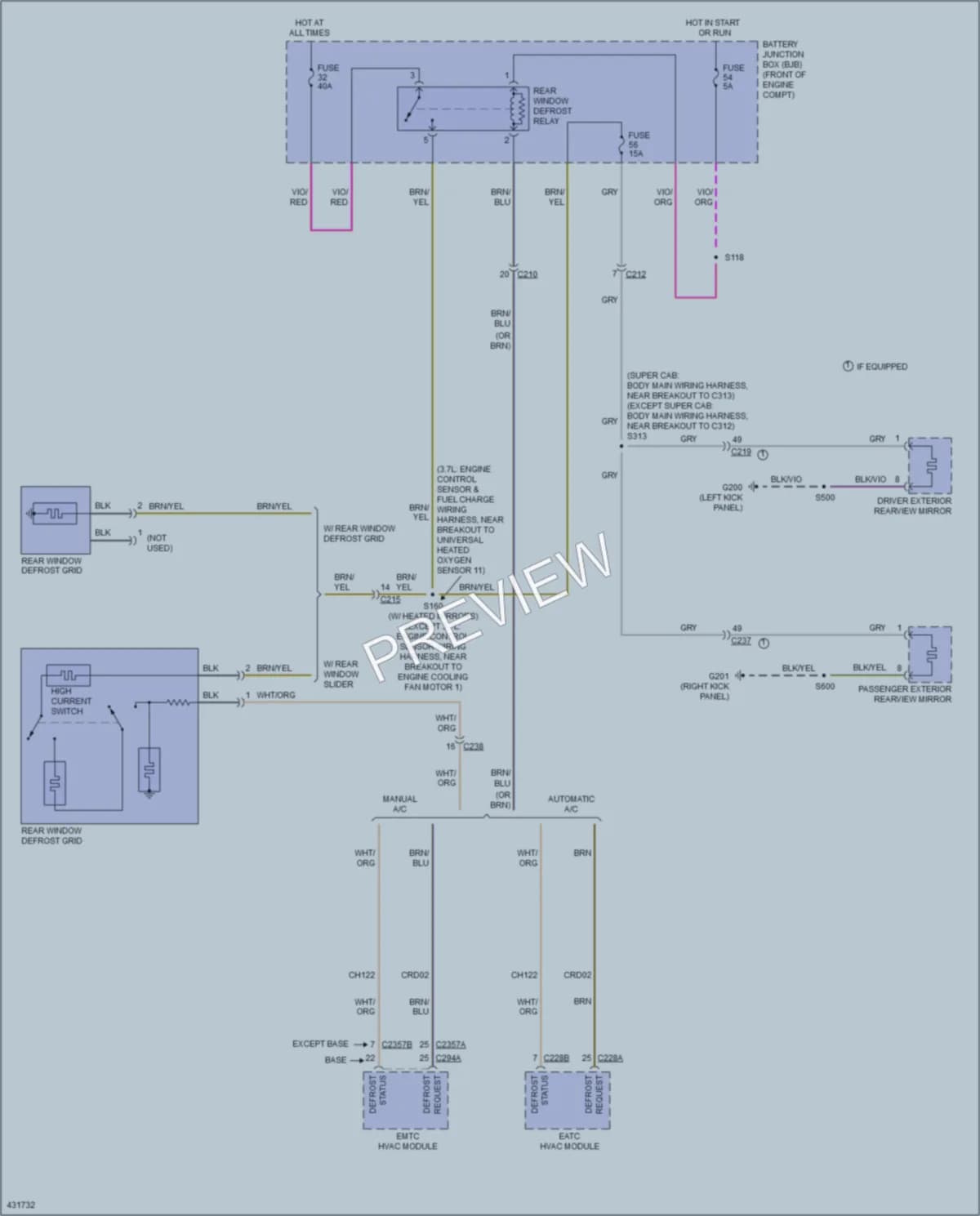 2014 Ford F150Pickup Defoggers wiring diagram preview