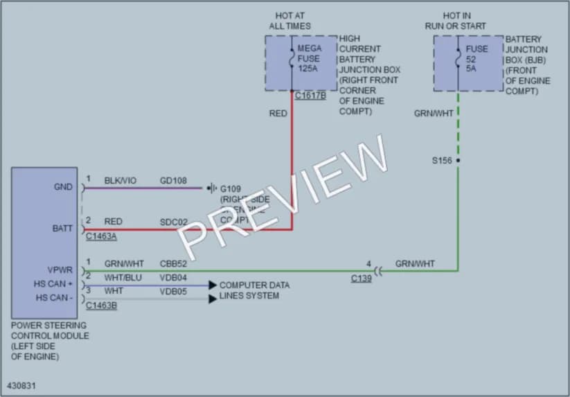 2014 Ford F150Pickup Electronic Power Steering wiring diagram preview