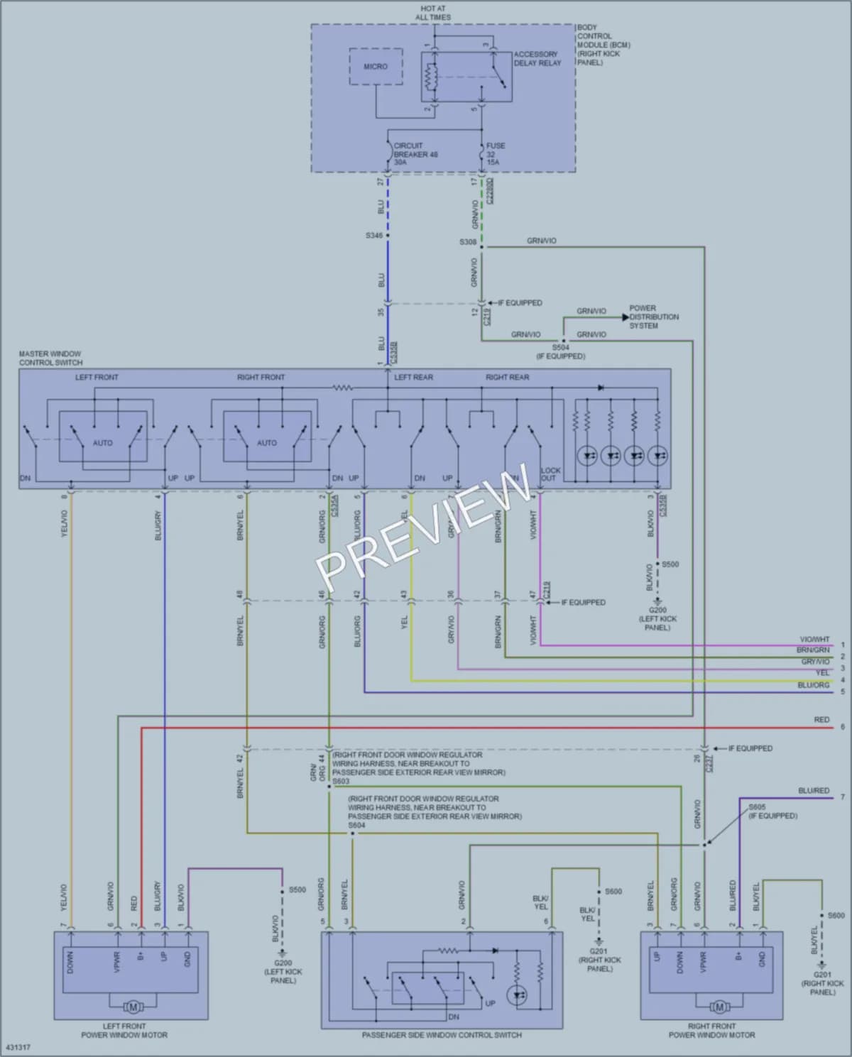 2014 Ford F150Pickup Power Windows wiring diagram preview