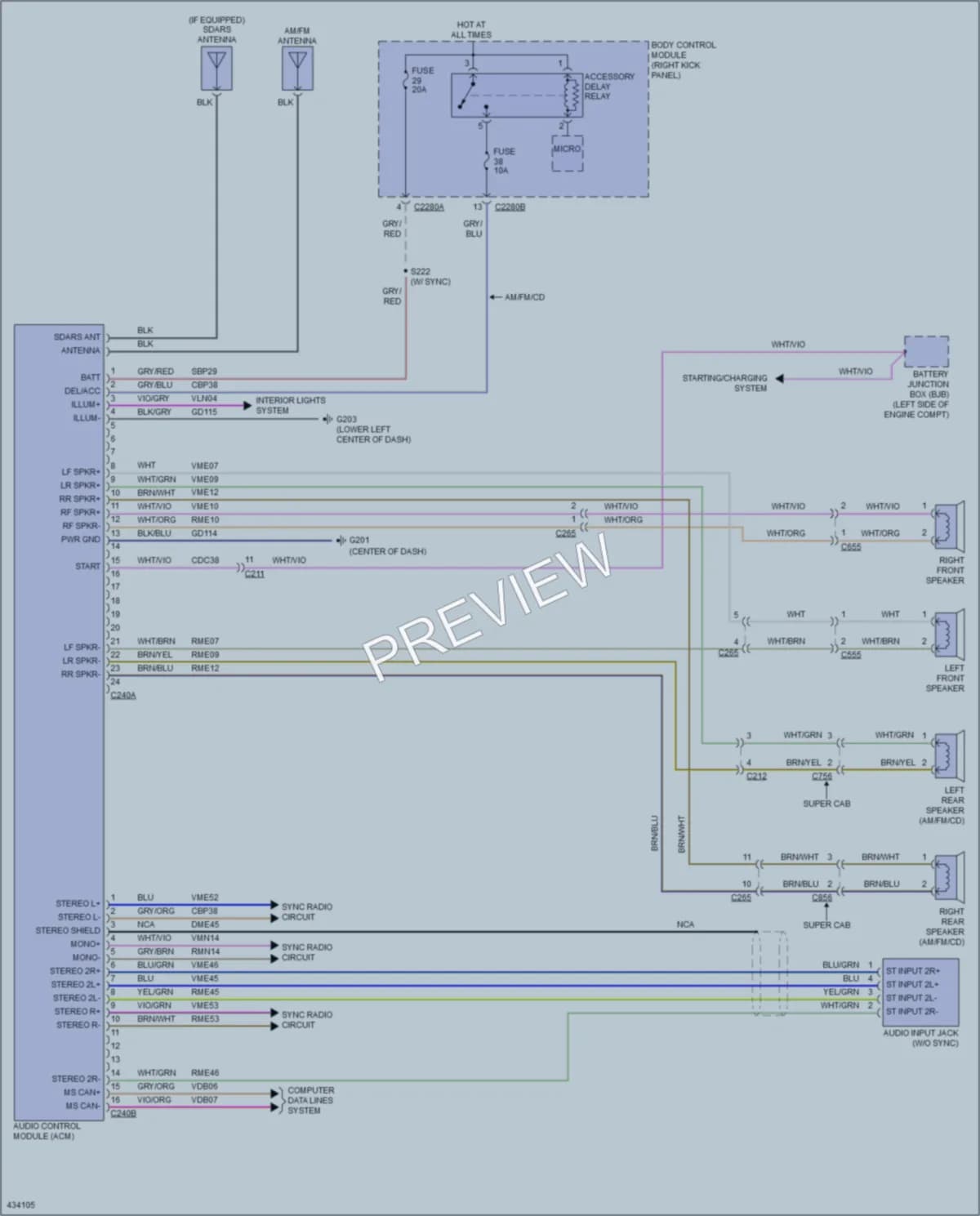 2014 Ford F250Pickup Radio wiring diagram preview