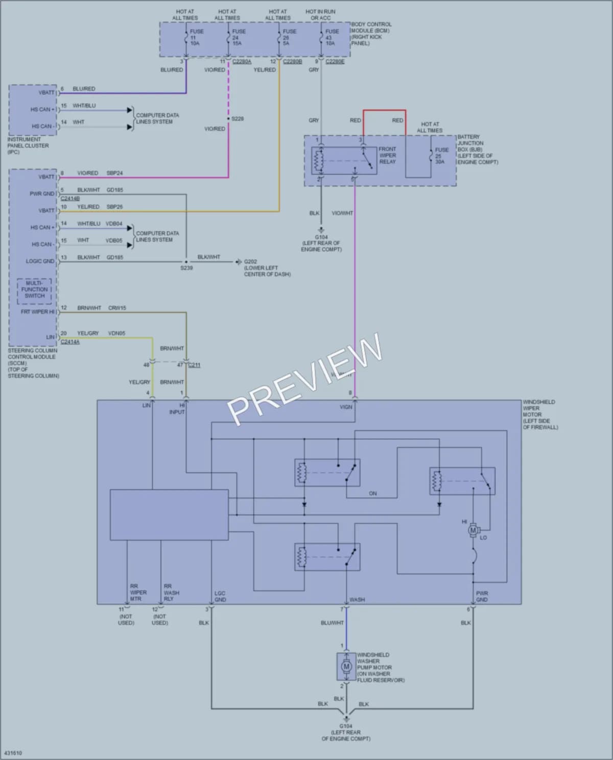 2014 Ford F250Pickup Wiper Washer wiring diagram preview