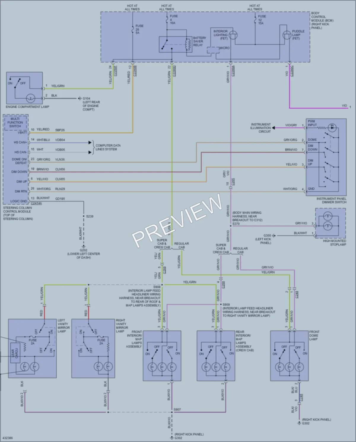 2014 Ford F350Pickup Interior Lights wiring diagram preview