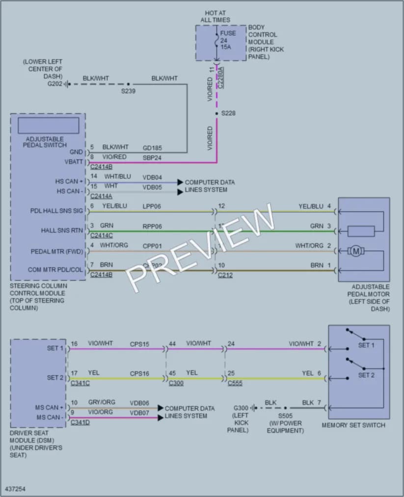 2014 Ford F350Pickup Memory Systems wiring diagram preview