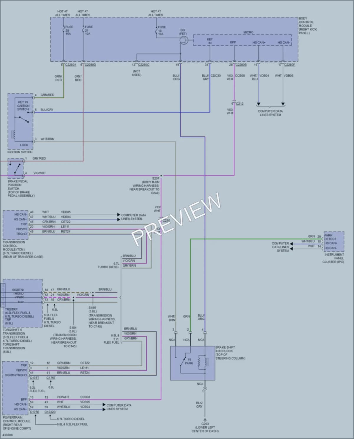 2014 Ford F350Pickup Shift Interlock wiring diagram preview
