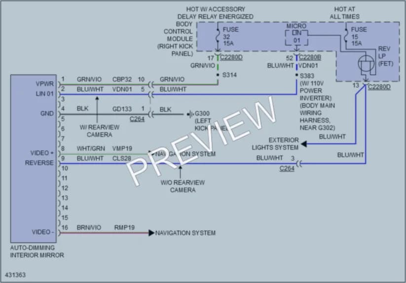 2014 Ford F450Pickup Power Mirrors wiring diagram preview