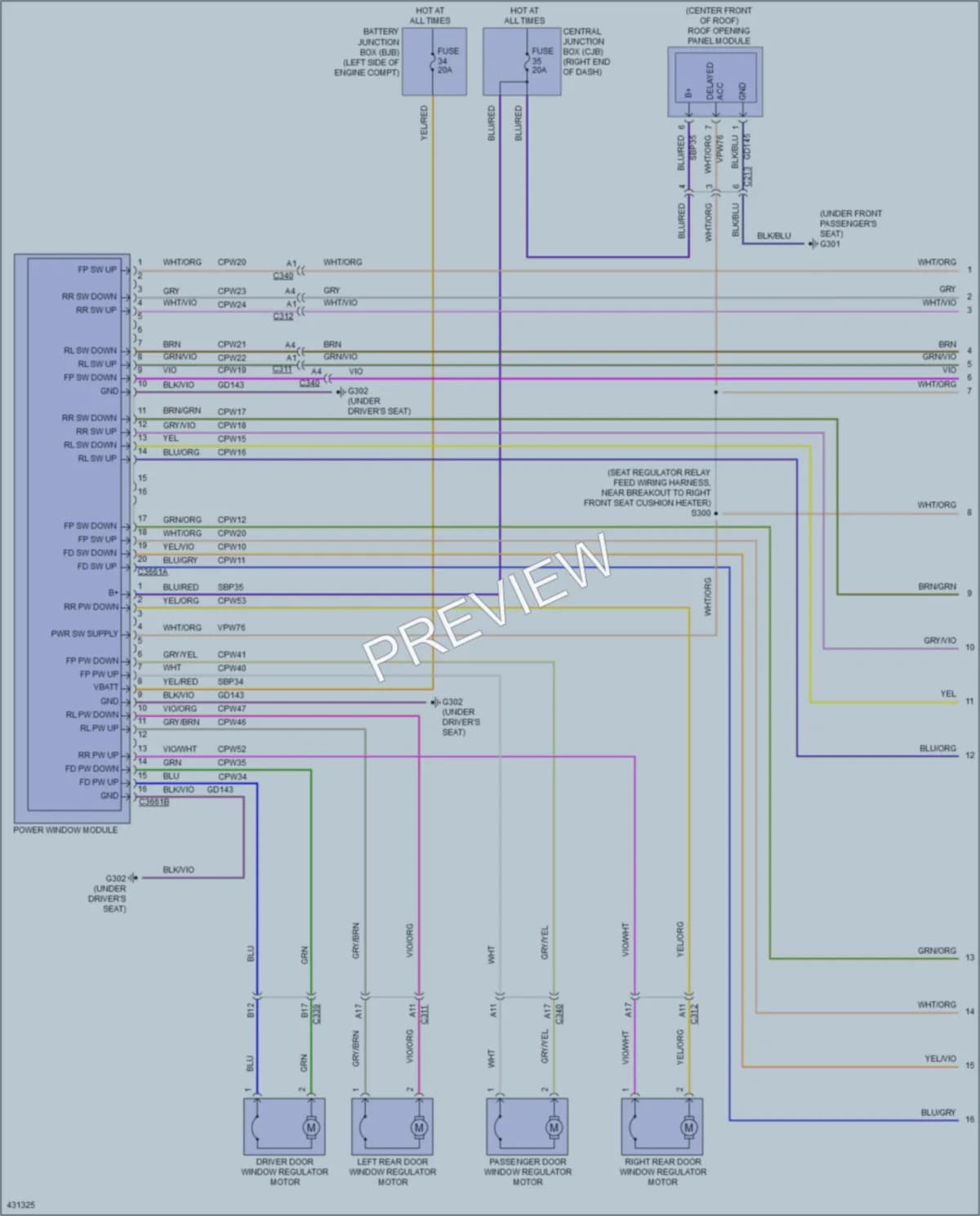 2014 Ford Fiesta Power Windows wiring diagram preview