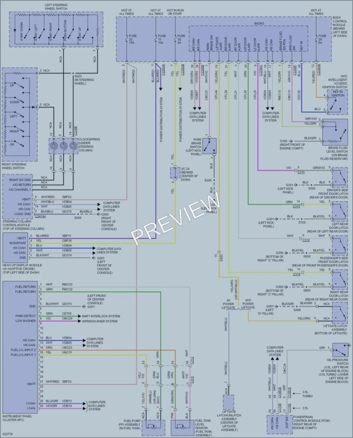 2014 Ford Flex Instrument Cluster wiring diagram preview