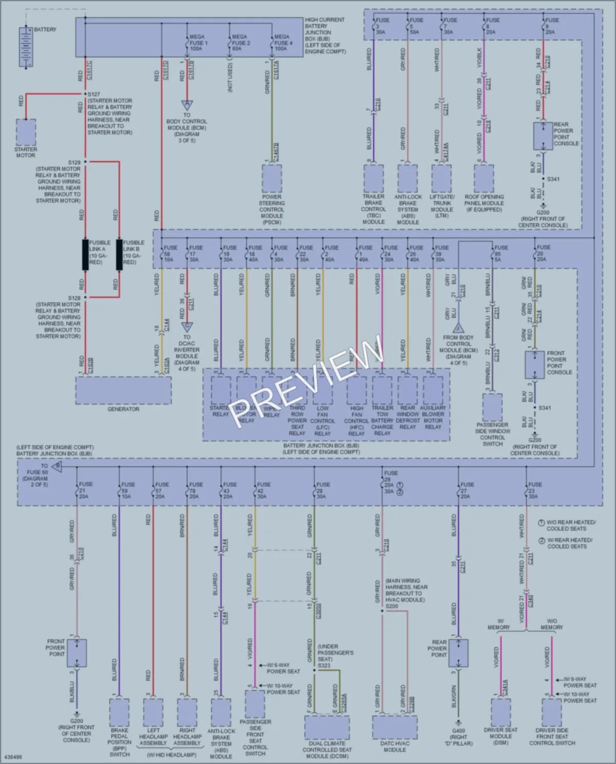 2014 Ford Flex Power Distribution wiring diagram preview
