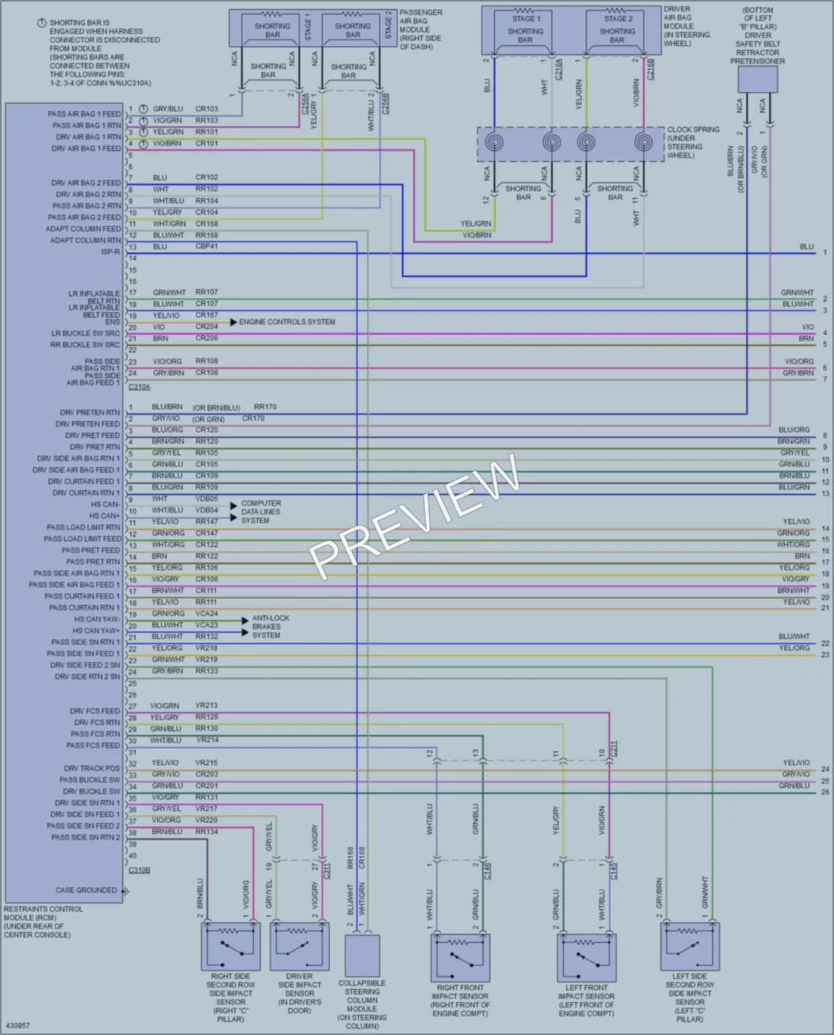 2014 Ford Flex Supplemental Restraints wiring diagram preview