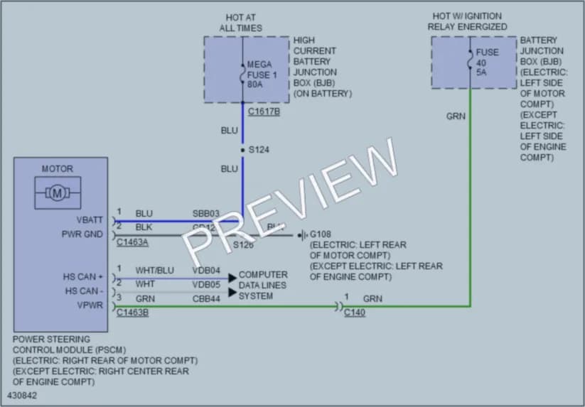 2014 Ford Focus Electronic Power Steering wiring diagram preview