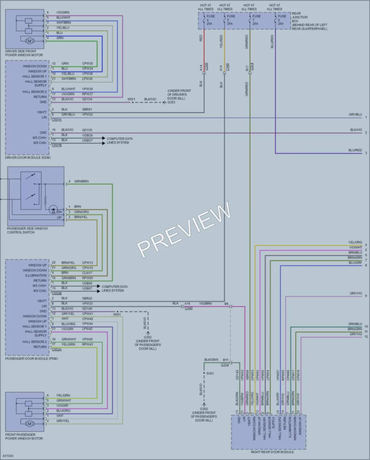 2014 Ford Focus Power Windows wiring diagram preview