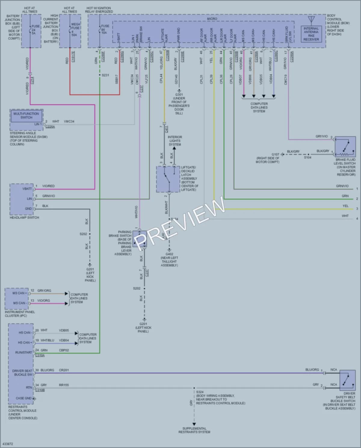 2014 Ford Focus Warning Systems wiring diagram preview