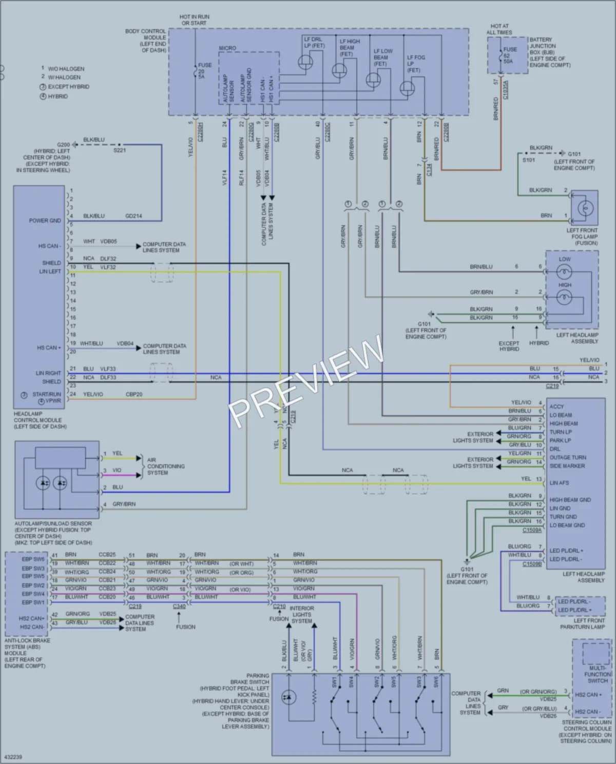 2014 Ford Fusion Headlights wiring diagram preview