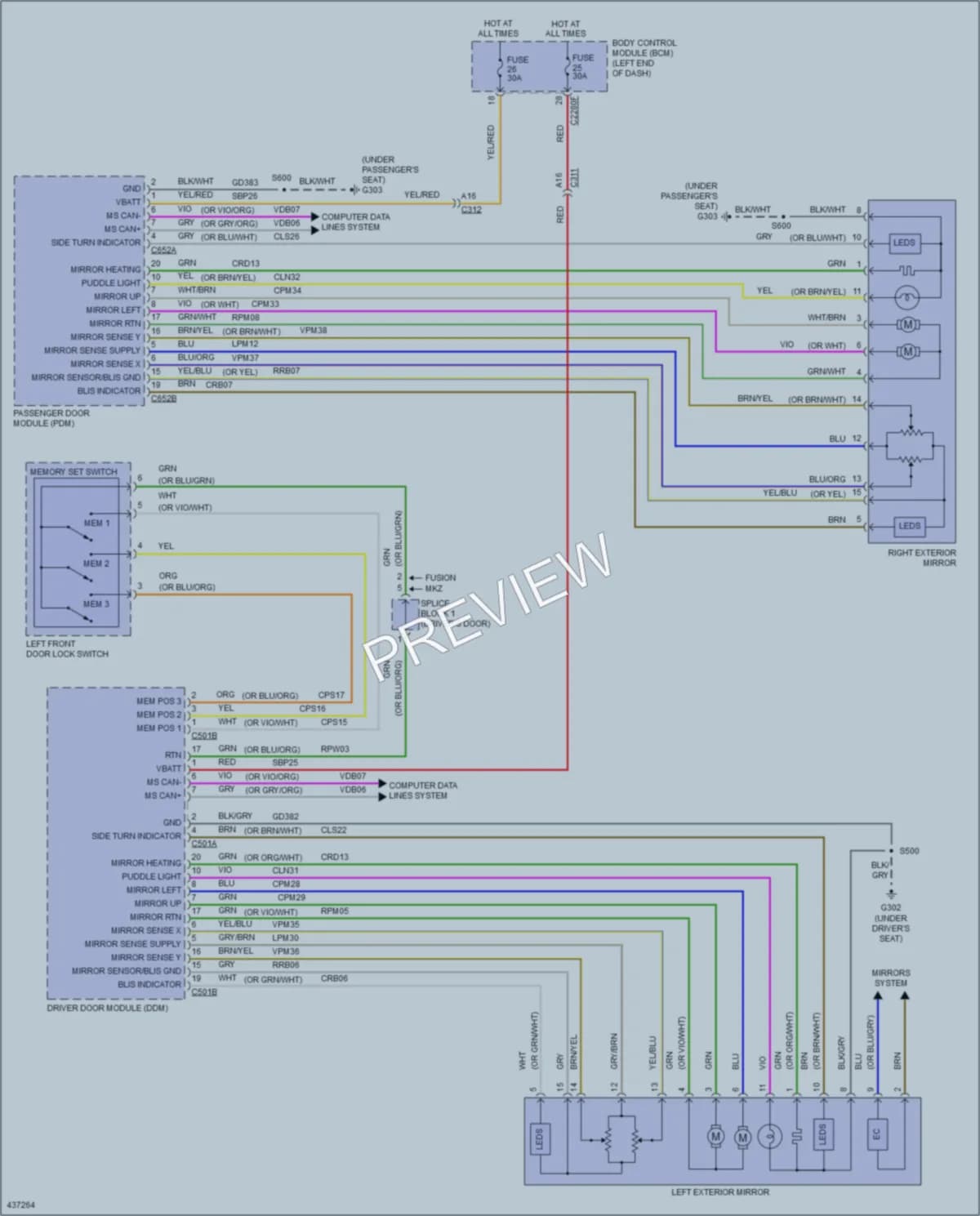 2014 Ford Fusion Memory Systems wiring diagram preview