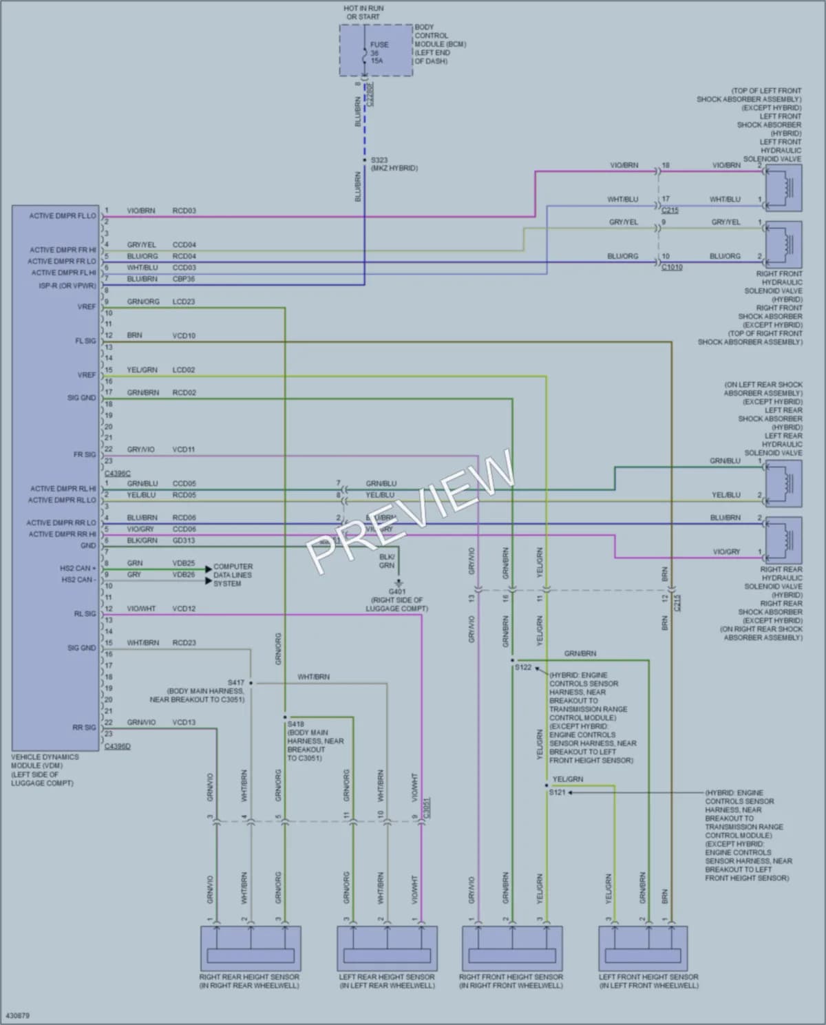2014 Ford FusionEnergi Electronic Suspension wiring diagram preview
