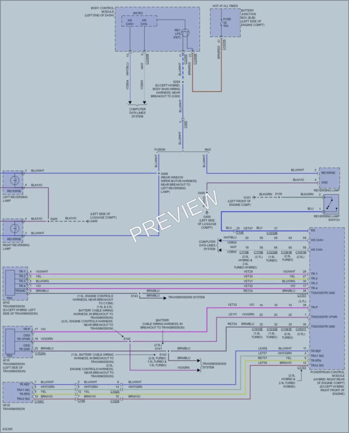 2014 Ford FusionEnergi Exterior Lights wiring diagram preview
