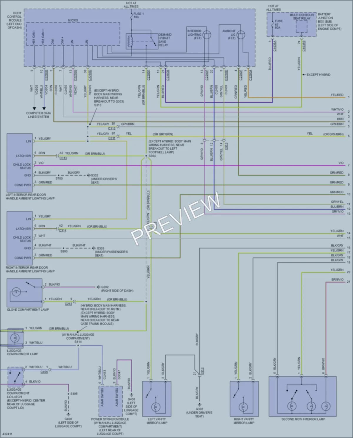 2014 Ford FusionEnergi Interior Lights wiring diagram preview