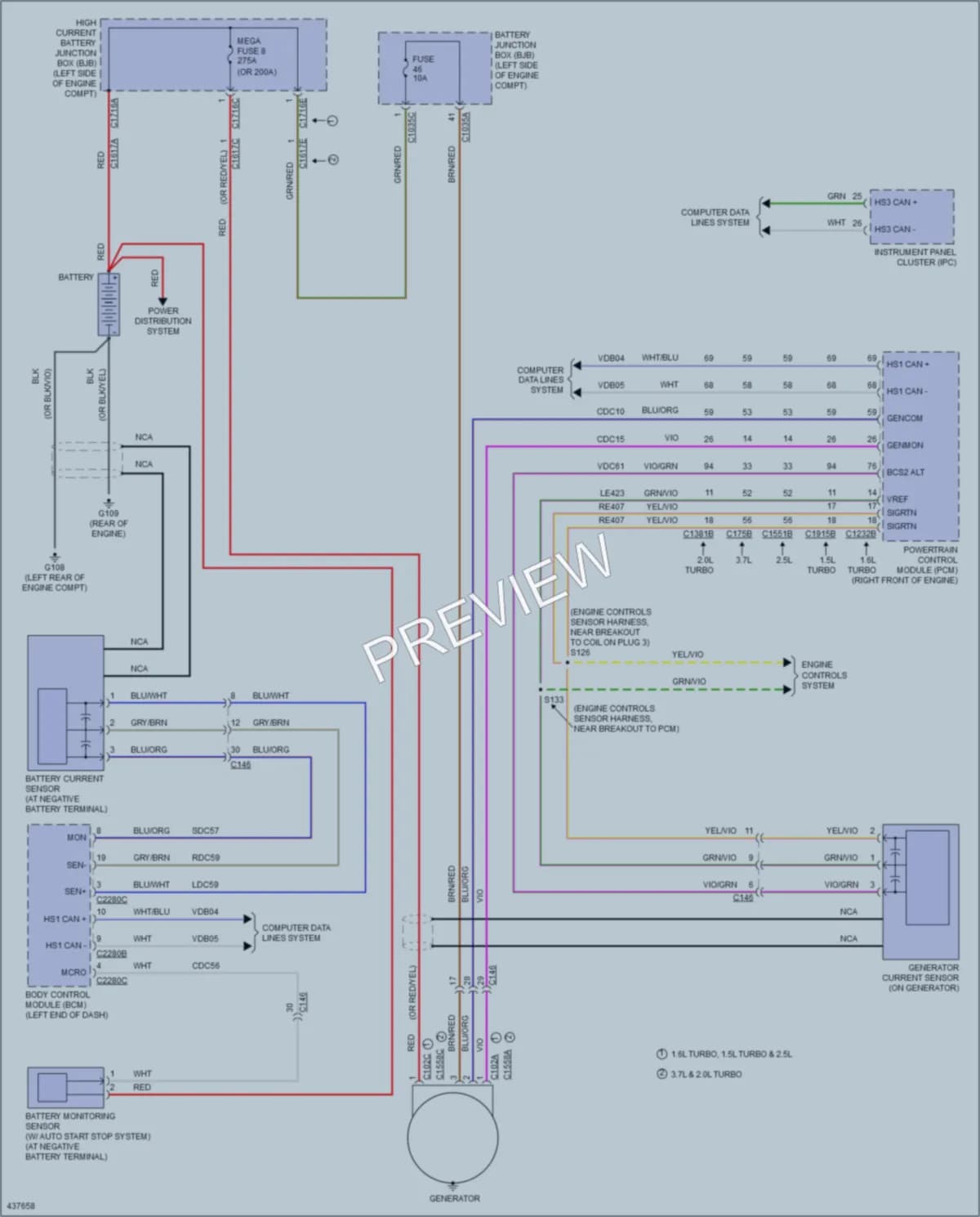 2014 Ford FusionEnergi Starting Charging wiring diagram preview