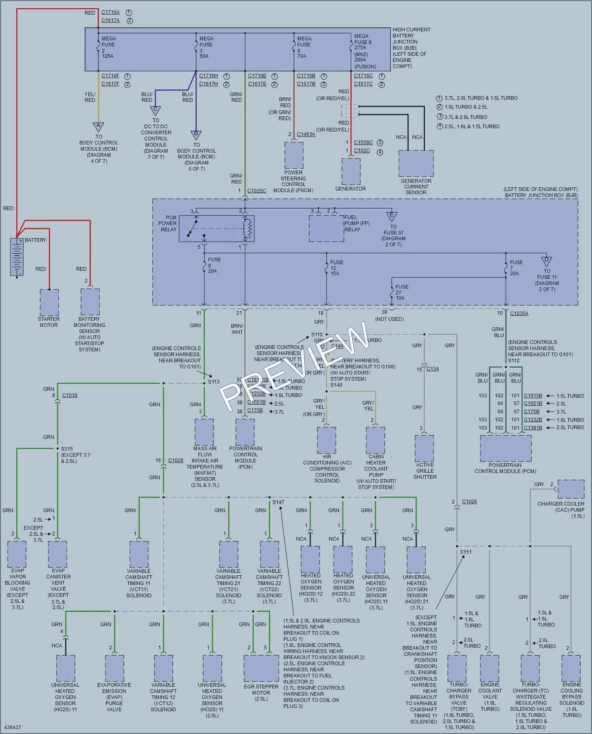 2014 Ford FusionHybrid Power Distribution wiring diagram preview