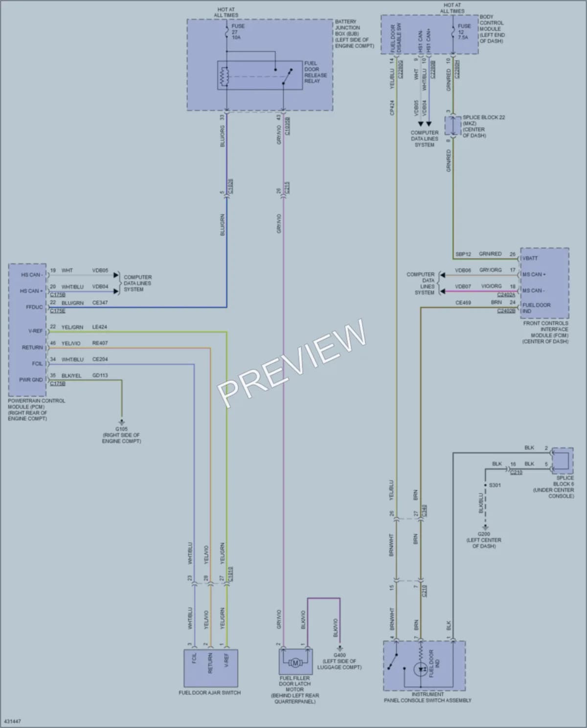 2014 Ford FusionHybrid Trunk Tailgate Fuel Door wiring diagram preview