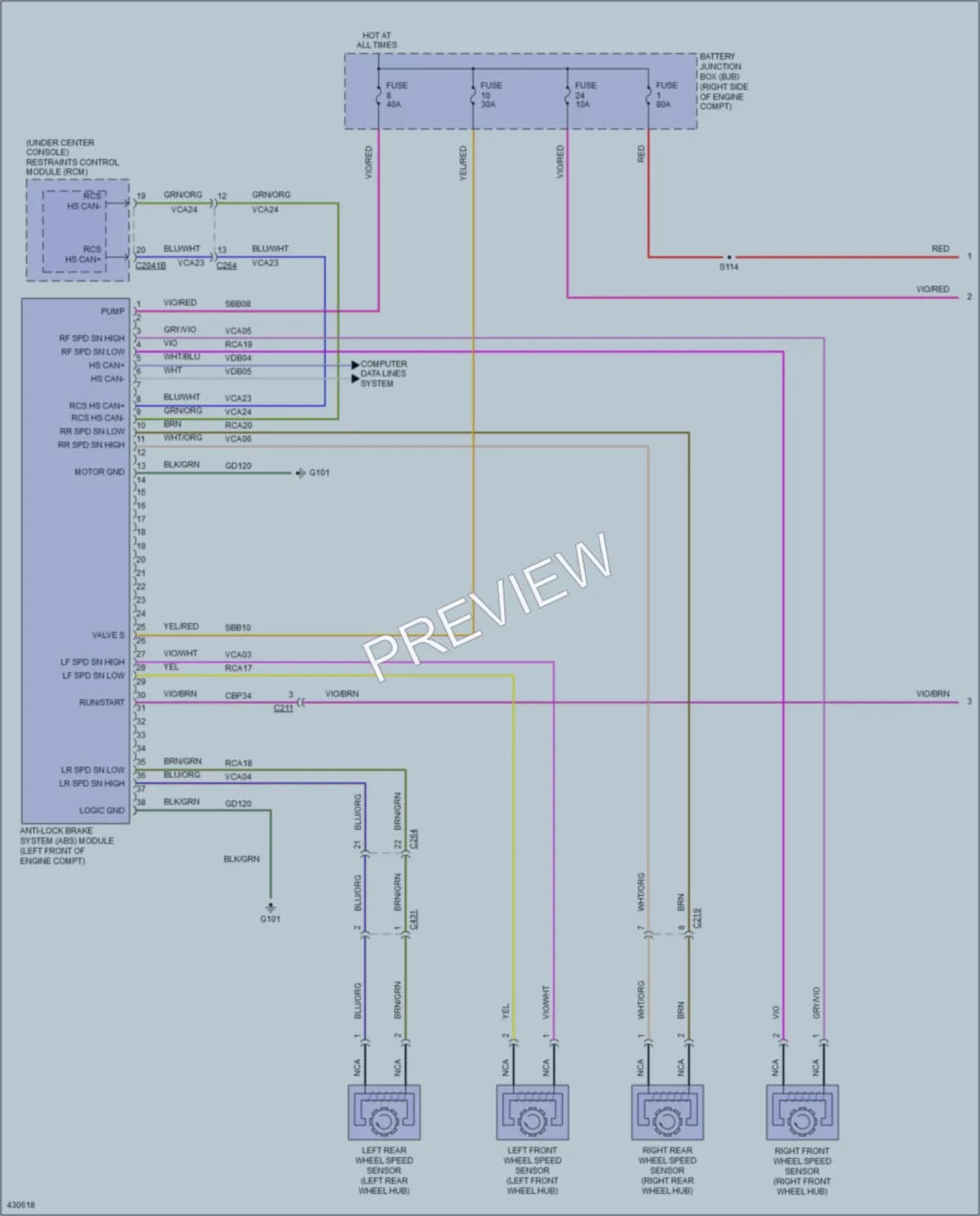 2014 Ford Mustang Anti Lock Brakes wiring diagram preview