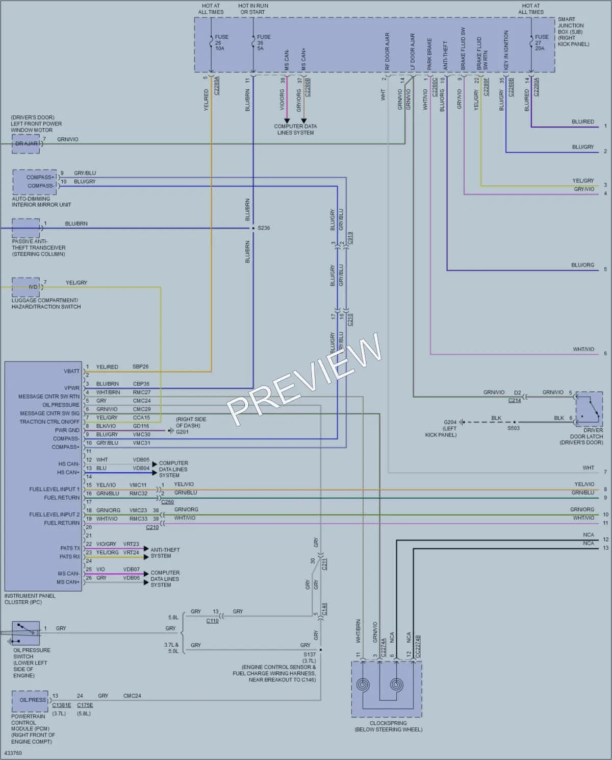 2014 Ford Mustang Instrument Cluster wiring diagram preview