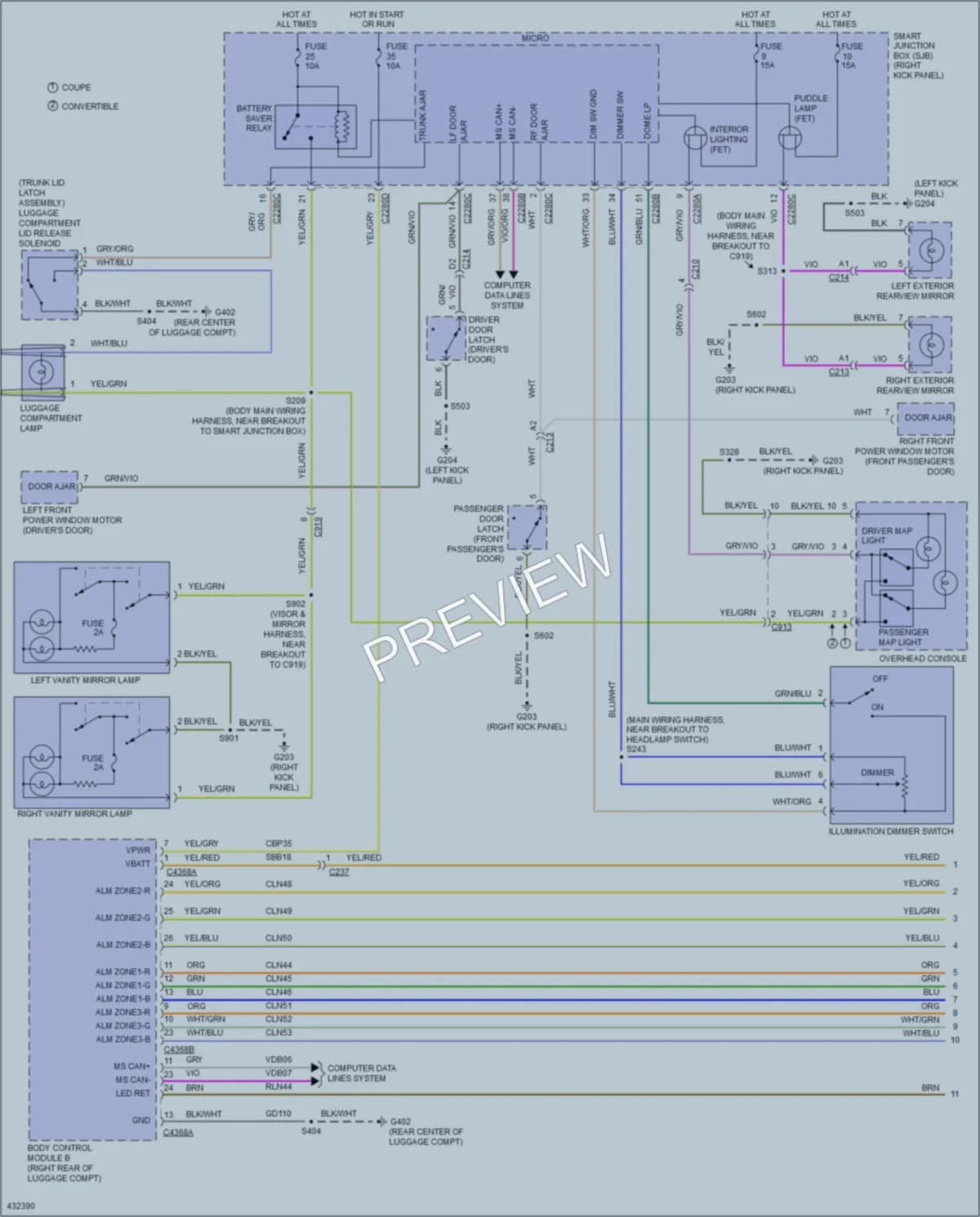 2014 Ford Mustang Interior Lights wiring diagram preview