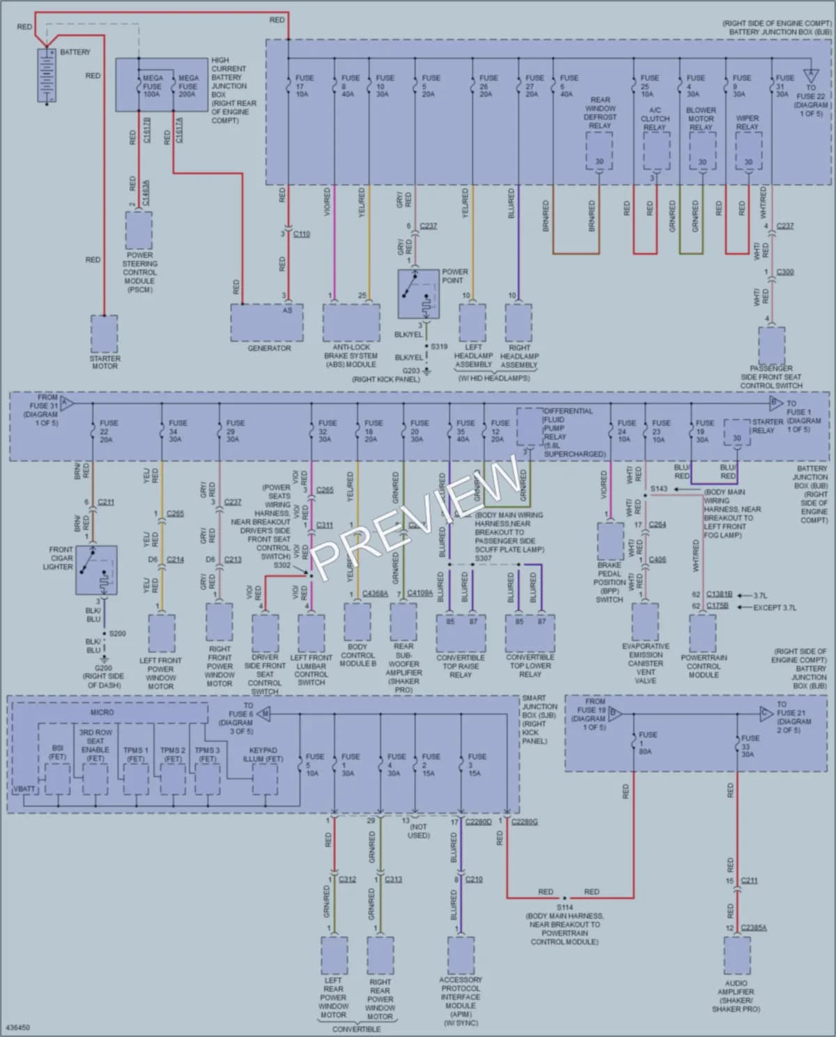 2014 Ford Mustang Power Distribution wiring diagram preview
