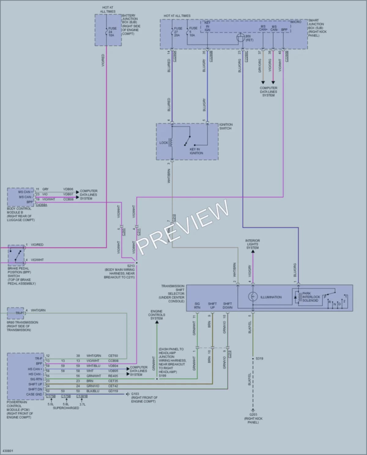 2014 Ford Mustang Shift Interlock wiring diagram preview